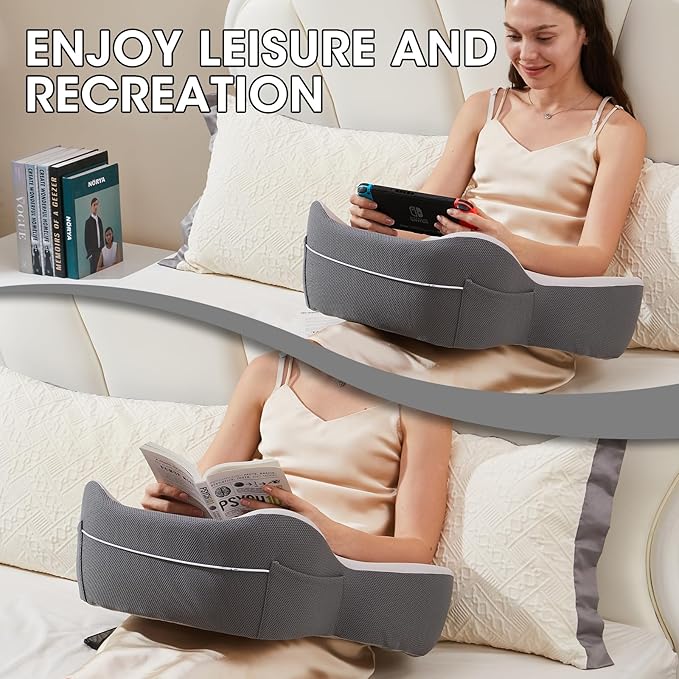 cooloo8 Lap Desk, Laptop Lap Desk Lap Desk with Cushion, Laptop Pillow for Lap, Portlands Portable Desk Pad, Gaming Pillow Work Pillow for Bed, Couch, Car(White Gray)
