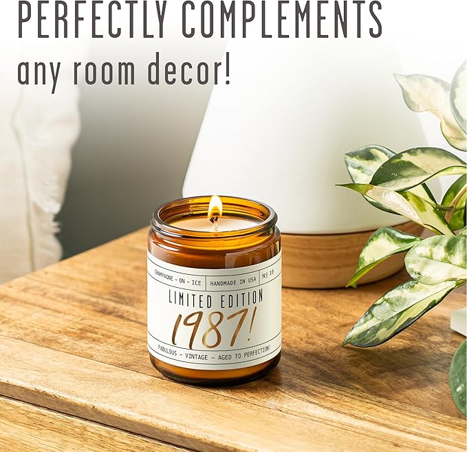 38th Birthday Gifts for Women - 'Limited Edition 1987' Soy Candle, w/Champagne on Ice I 38 Birthday Gifts for Women I 38th Gift for Her Ideas I 9oz Reusable Jar, 50Hr Burn, Made in USA