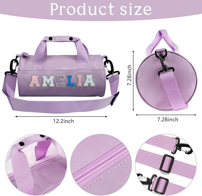 Personalized Dance Ballet Bag for Girls Small Travel Duffle Sport Gym Bag for Kids Weekender Overnight Bags Customized Birthday Gifts for Girls Dancer Students White Green