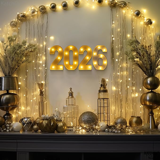 KatchOn, LED Light Up Numbers 2026-8.2 Inch, Light Up 2026 Sign | 2026 Number Light Up Sign for Happy Happy New Year Decorations 2026 | LED Happy New Year 2026 Sign