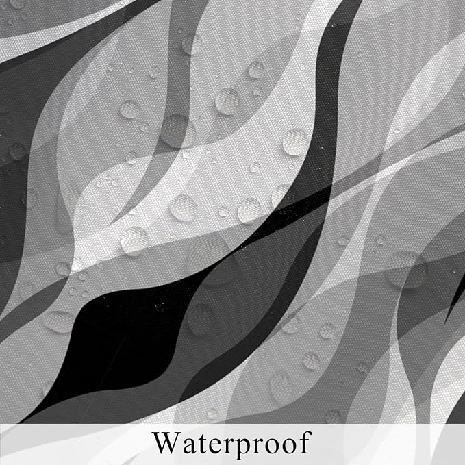 Grey Shower Curtain Black and White Shower Curtains for Bathroom Modern Gray Geometric Abstract Striped Minimalist Polyester Bathroom Curtain Sets Extra Long 72x72 in with 12 Hooks