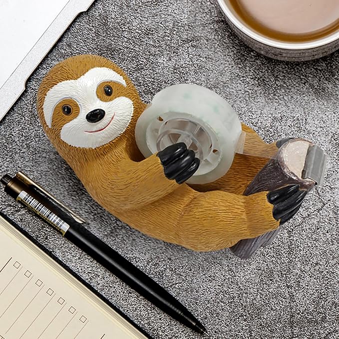 Sloth Tape Dispenser, Cute Desk Tape Holder, Fun and Functional Office Tape Cutter with High Toughness Material, Decorative Tape Dispenser for Home School Office Stationery