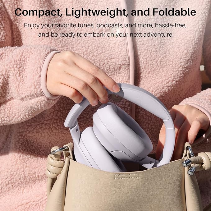 TOZO HT2 Hybrid Active Noise Cancelling Headphones, Wireless Over Ear Bluetooth Headset, 60H Playtime, Hi-Res Audio Custom EQ via App Deep Bass Comfort Fit Ear Cups, for Home Office Travel