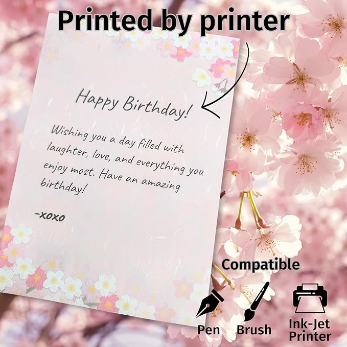 Japanese Cherry Blossom Stationery Paper and Envelopes Set, Made in Japan,15 Sheets, 8 Envelopes (Dark Pink), Elegant Washi Paper for Writing Crafts,Gift