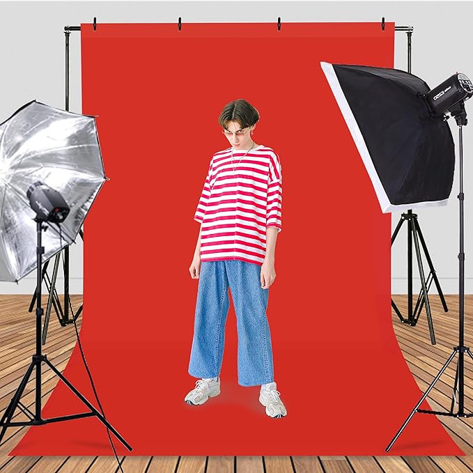 TRLYC Red Background Backdrop - 8x10FT Backdrops Background for Photography Red Photo Booth Backdrop for Photoshoot Photography Screen Video Recording Parties Curtain