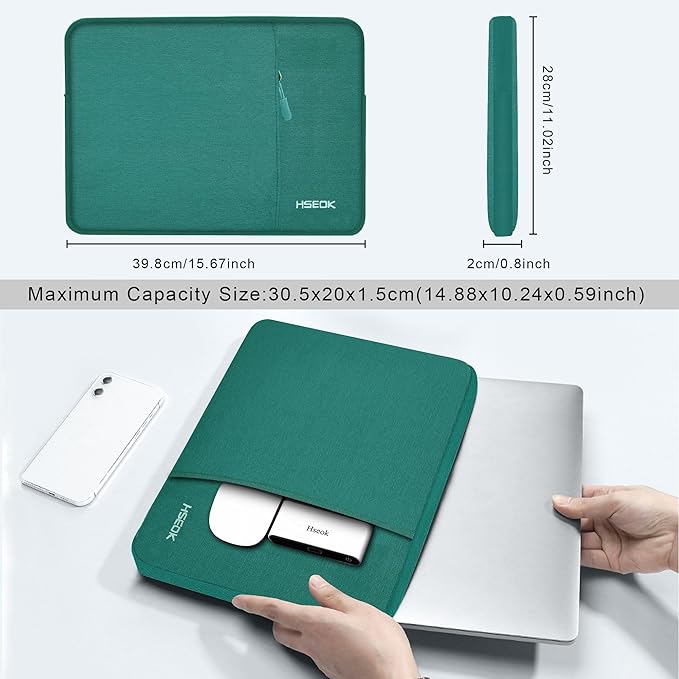 Hseok Laptop Case 15.6 Inch Sleeve, Shockproof Protective Water Repellent with Accessory Pocket,Compatible with Mac Pro 16 inch 2025-2019, Sleeve Bag for Most 15 15.6 16 Notebooks,D01E01