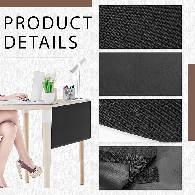 48" Under Desk Privacy Panel Self-Adhesive Modesty Panel with Wire Pocket for Cable Management Organizer Heavy Duty Desk Skirt - Office Home or Standing Workstation Concealer Shield