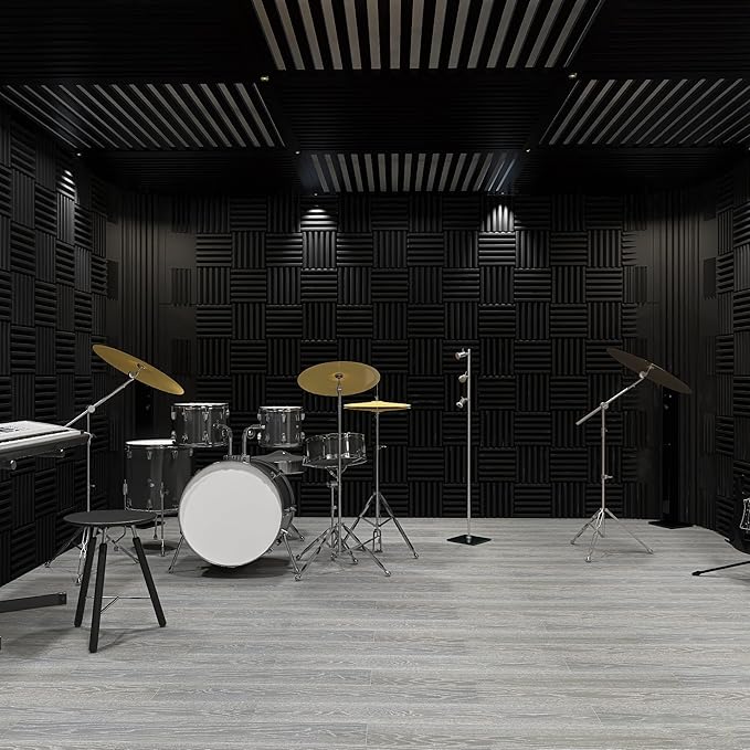4 Pack Curved Bass Traps Corner Acoustic Foam, Large Size 16.5" X 6.3" X 12" Sound Absorbing Corner Bass Traps for Studio and Home Theater Low Frequency