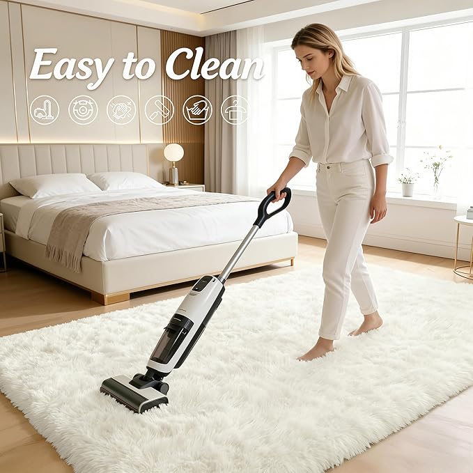 OLANLY 3x11 Machine Washable Runner Rugs for Hallway, Soft Fluffy Shaggy Bedside Rugs for Bedroom, Living Room, Indoor Floor Carpet for Kids Girls and Boys, Nursery Rooms, Home Decor Aesthetic, Ivory