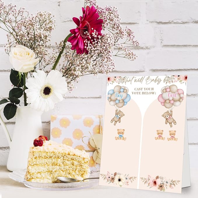 Gender Reveal Games Bear Gender Reveal Decorations Gender Reveal Ideas 48 PCs Little Bear Stickers Boy or Girl Games Party Supplies for Gender Reveal Voting Use Gender Reveal Decor