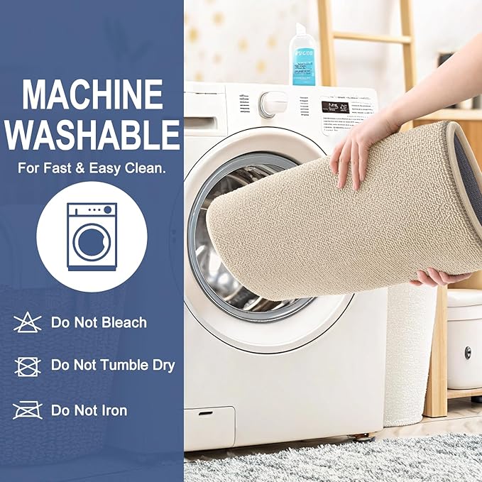 OLANLY Thick Memory Foam Bath Mat Rug 24x16, Extra Soft Absorbent Bathroom Rug, Quick Dry Bath Mats, Non-Slip, Machine Washable Carpet for Bathroom, Tub and Shower, Home Decor Accessories, Beige