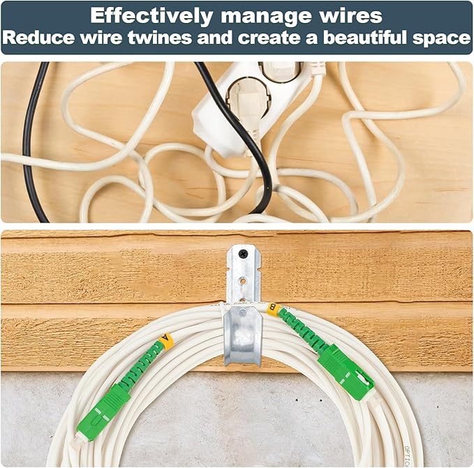 COCODE 25 Pack Wall Mount 2’’ J Hooks with Retainer Clip Galvanized Steel Cable Hangers Heavy Duty Utility Hooks Cable Management Support for Structured Cabling