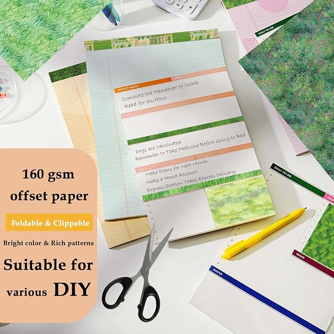Scrapbook Paper,24 Sheets 6"x 6" Decorative Papers,Single-Sided Vivid Origami Decoupage Paper for Card Making,DIY Album, Hand Account & Travel Diary Craft Projects,Green Grassland