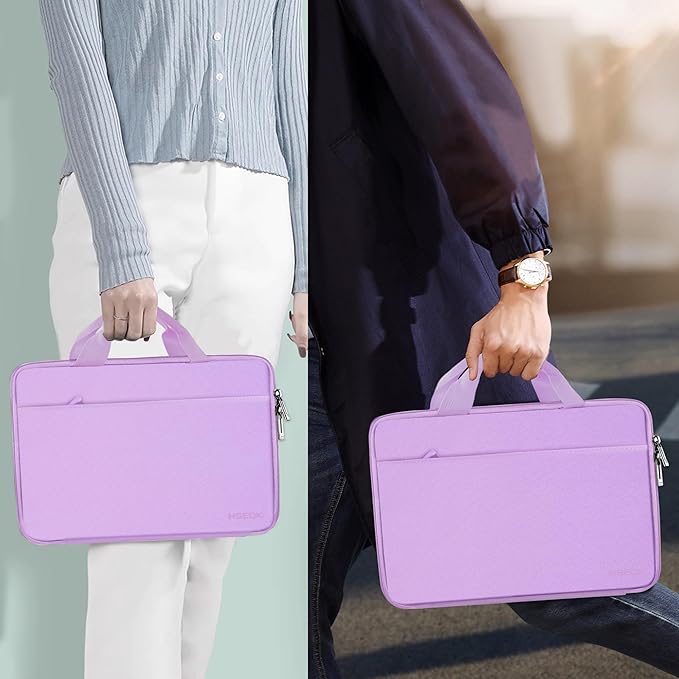 Hseok Laptop Case 13.3-14 inch Briefcase Handbag, Water-Resistant and Shockproof Computer Sleeve Compatible with MacBook Pro 14", Mac Air/Pro 13.3" and 13"-14" Notebooks Chromebooks,Purple