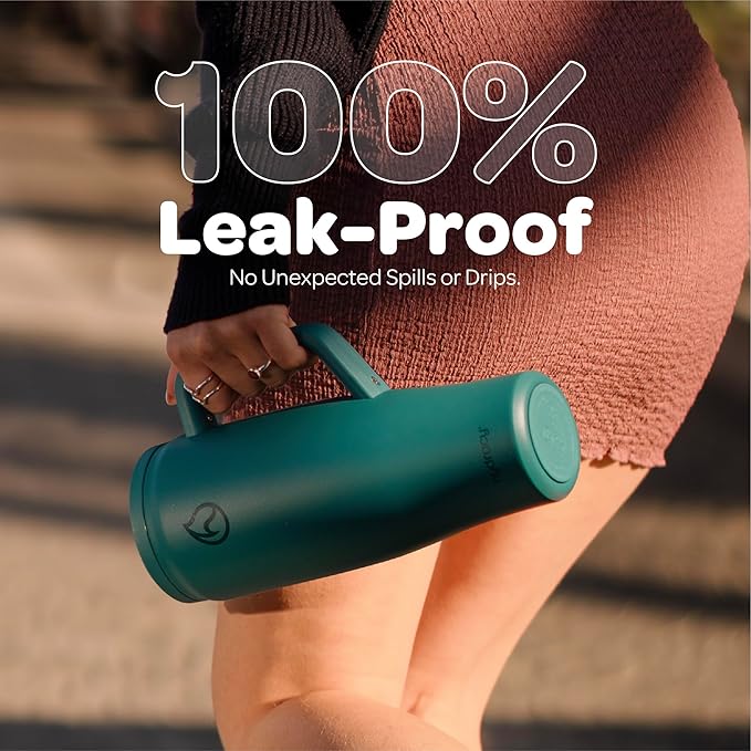 Hydracy Soulmate Insulated Tumblers with Handle and Stainless Steel Straw - 100% Leakproof Reusable Insulated Cup - Cupholder Friendly Rubber Base Travel Mug - Twilight Teal
