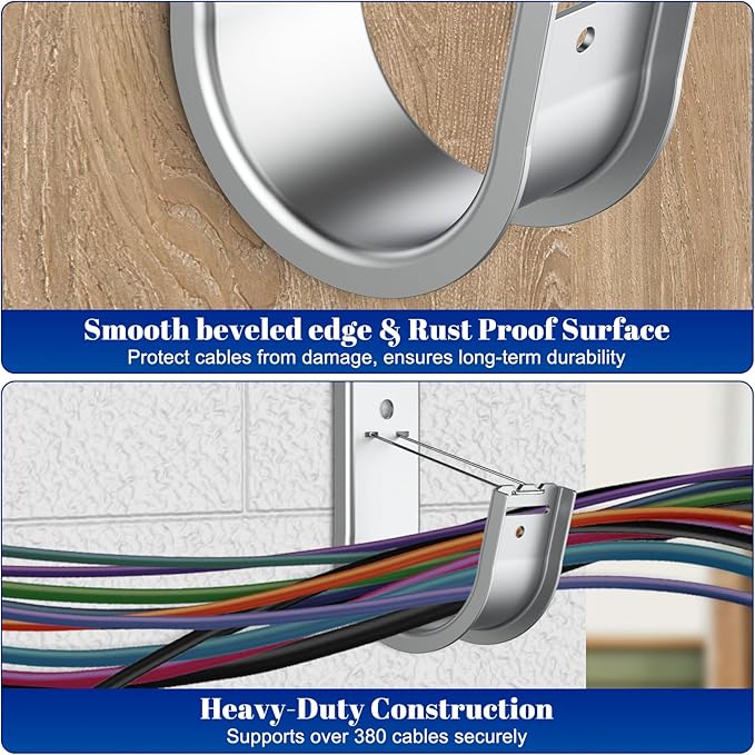 ForoGore 100 Pack 2 Inch J Hook Wall Mount J Hook with Retainer Clip Galvanized Steel Wall Cable Hooks Smooth Round Edge J Hook for Hanging Wire Cable Management & Organization Solution