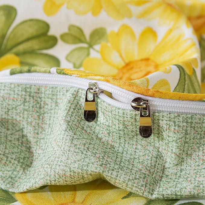 FADFAY Sunflower College Duvet Cover Set Vintage Yellow Daisy Floral Bedding Shabby Botanical Dorm Room Comforter Cover Set 100% Cotton Soft Quilt Cover with Hidden Zipper Closure 3Pcs, Twin XL Size