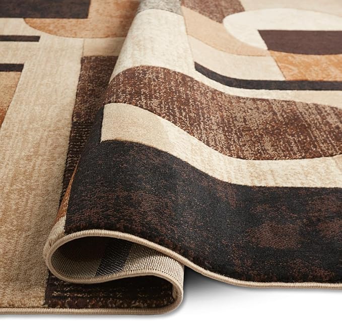 Home Dynamix Jasmine Modern Area Rug, Abstract Brown/Beige 9'2"x12'5"