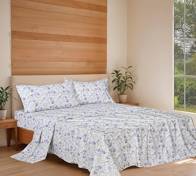 RUVANTI 100% Organic Cotton Sheets California King, Percale Weave, GOTS Certified, 4-Piece Set, Deep Pocket 13", Crisp & Breathable, Soft Durable Bedding, Sábanas Algodón Orgánico - Heather