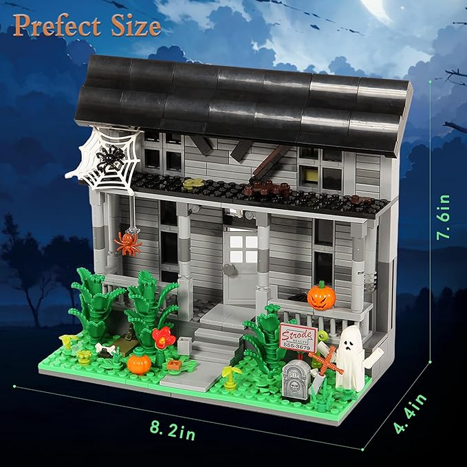 Halloween Movie Building Set – Horror House & Figure, Toy Building Blocks Compatible with Lego, Collectible Gift for Horror Fans & Adults, Creative DIY Display Toy