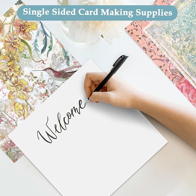 Scrapbook Paper,24 Sheets 6"x 6" Decorative Papers,Single-Sided Vivid Origami Decoupage Paper for Card Making,DIY Album, Hand Account & Travel Diary Craft Projects,Orchids and Cat