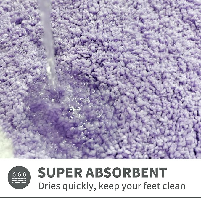 Cute Scalloped Purple Bathroom Rugs Mat,Non Slip Absorbent Quick Dry Bath Mats for Shower Room,Microfiber Bath Mats for Bathroom Floor Washable Carpet for Shower Tub Sink Bedroom,17"x47"
