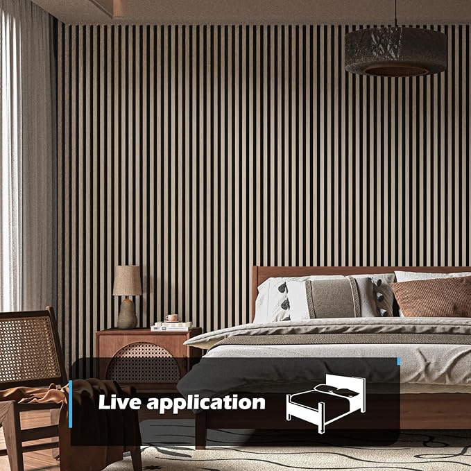 Art3d 2-Pack 108" x 12" Acoustic Wood Panels for Wall, Soundproof Wood Slat Panel for Wall and Ceiling, 3D Fluted Sound Absorbing Paneling for Interior Wall Decor, Living Room, Bedroom - Oak
