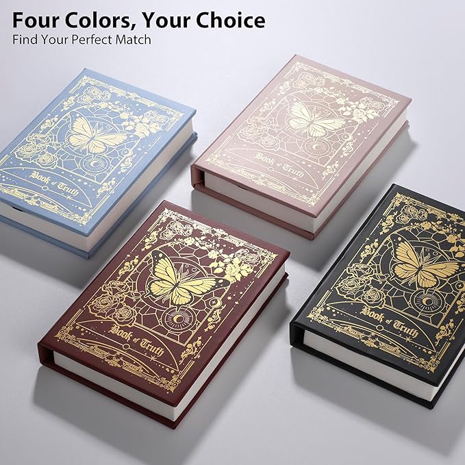 Magic Truth Book Light - Rechargeable LED Book Lamp for Home Decor, Ideal Christmas & Bookworm Gifts with Gold Foil Embossed Cover, Warm White Light for Entertainment & Relaxation (Black)