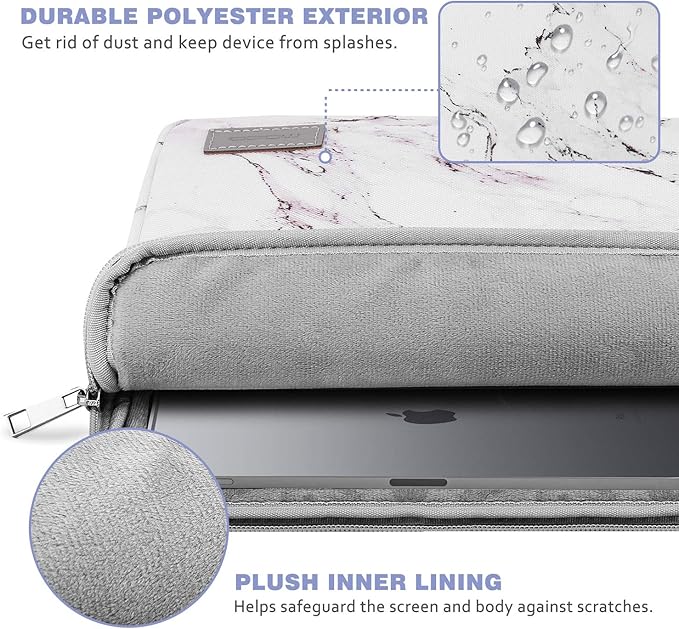 MoKo 9-11 Inch Tablet Sleeve Bag Carrying Case Fits New 11 inch iPad Air M3, iPad A16 2025, iPad Pro 11 M4/Air M2, iPad Air 5/4/3th, iPad 10/9/8/7th, Marble
