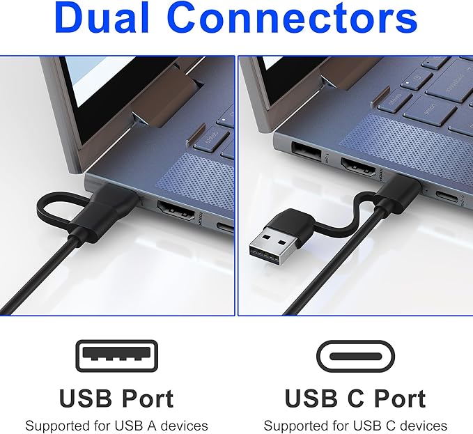 USB C/A Smart Card Reader and Memory Card Adapter 7 in 2 CAC Reader- Military CAC, SIM, SD/TF/MS Pro Duo/M2/IC/PIV Card Reader for Windows/Mac/Linux, Plug and Play