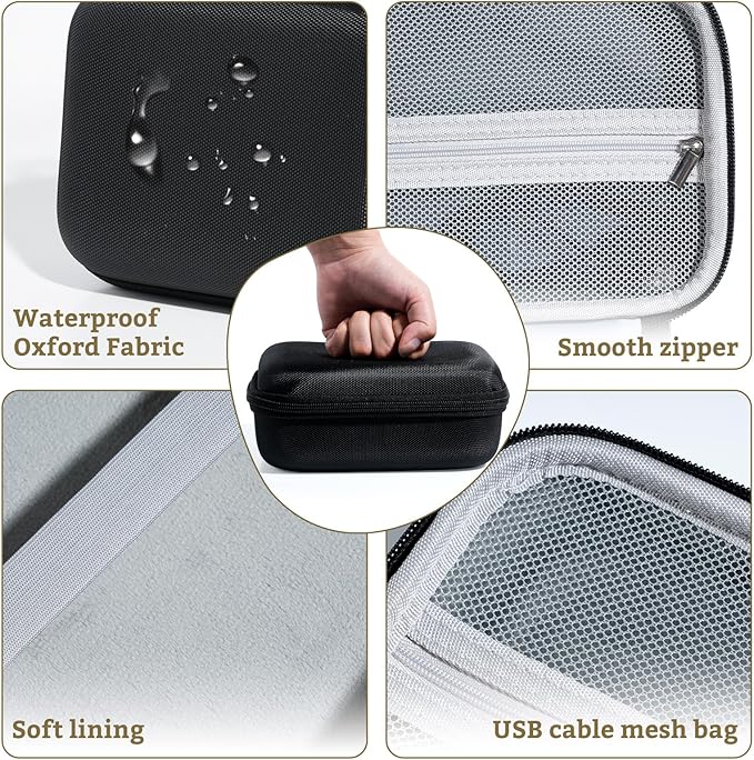 Phomemo Case for M110/M220/M250/M221/M108 Label Maker,Oxford Fabric Waterproof & Shockproof Portable Label Printer Storage Bag for Labels Roll, USB Cable, Black (Only Bag)