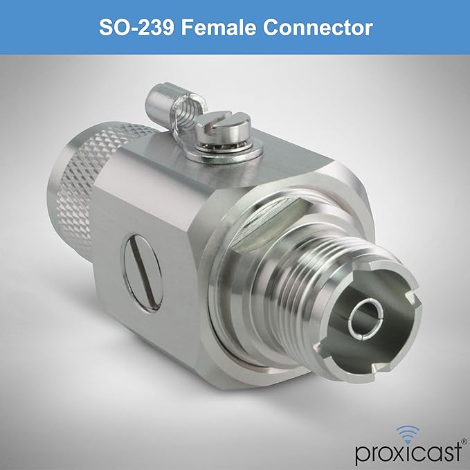 Proxicast Coaxial Lightning Arrester/Suppressor with PL-259 & SO-239 (M/F) Connectors - Pro-Grade Coax Cable Surge Protector for HF, VHF, UHF, CB, Ham, Two-Way Radio and Other Antennas (ANT-234-002)