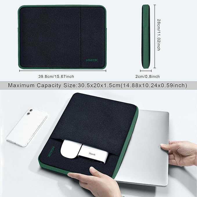 Hseok Laptop Case 15.6 Inch Sleeve, Shockproof Protective Water Repellent with Accessory Pocket,Compatible with Mac Pro 16 inch 2025-2019, Sleeve Bag for Most 15 15.6 16 Notebooks,B02K06