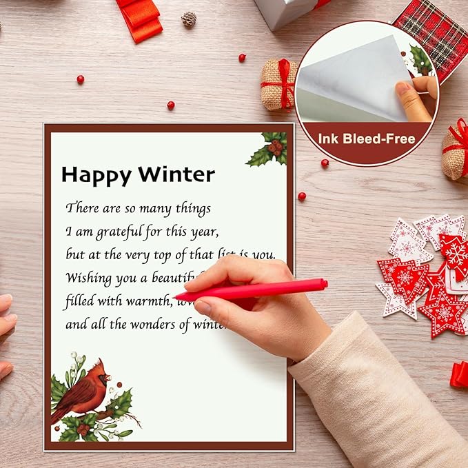EggSun 250Pcs Christmas Stationery Paper and Envelope Set with 100 Letterhead Papers and 50 Envelopes, 10 Design for Letter Writing Invitations Computer Holidays Party Notes, 8.5x11 Inch-Holy