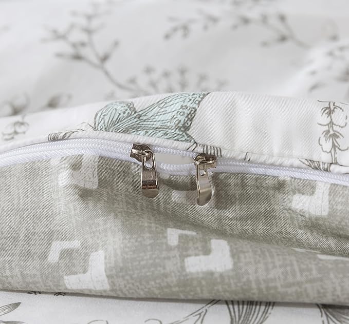 FADFAY Duvet Cover Set Queen Colorful Butterfly Bedding Vintage Botanical Comforter Cover Set Shabby Branches Bedding 100% Cotton Ultra Soft Quilt Cover with Hidden Zipper Closure 3Pcs, Queen Size