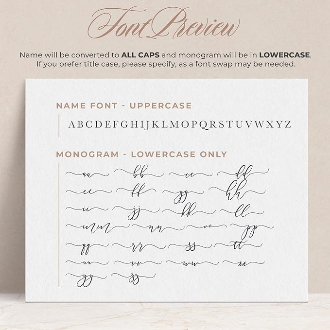Curio Press Personalized Stationery for Women & Men - A2 Folded Note Cards with Monogram and Name, Fold Over Monogrammed Stationery Thank You Cards with Custom Notecards - Delicate Mono Fold