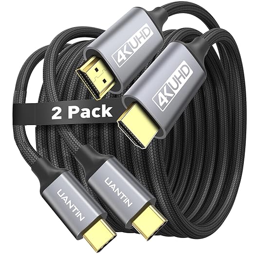 2 Pack USB C to HDMI Cable 10Ft | 4K High-Speed USB 3.1 Type-C to HDMI Cord [Thunderbolt 3/4 Compatible] with MacBook Pro/Air,Galaxy S8 to S23,iPhone 15 Series,iPad Pro, iMac, Surface