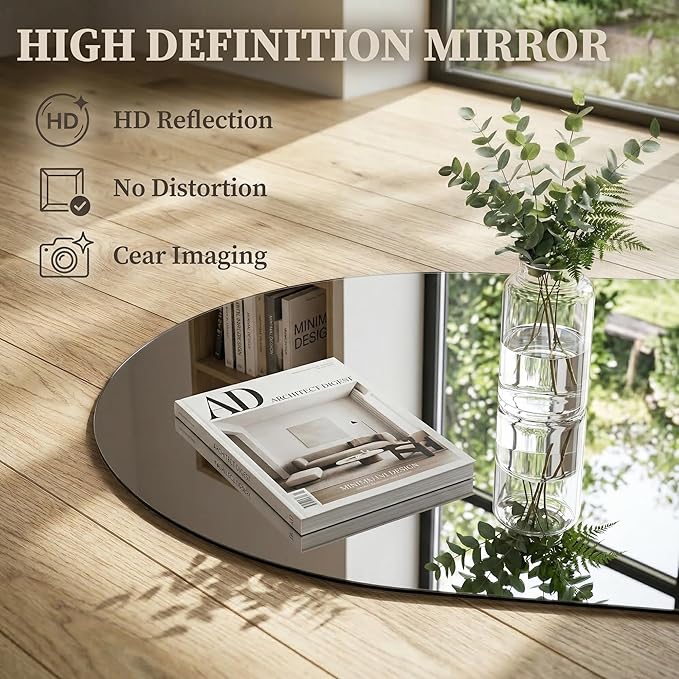 Irregular LED Bathroom Mirror with Lights, Backlit Vanity Mirror for Wall, Asymmetrical Wall Mirror, 3 Color Dimmable Anti-Fog Smart, Decorative Mirror for Bathroom, Entryway(26″ x 43″, 1 Pack)