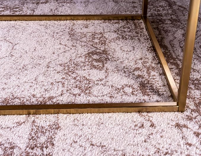 Unique Loom Bromley Collection Area Rug - Wells (6' x 9' Rectangle, Light Brown/ Ivory)