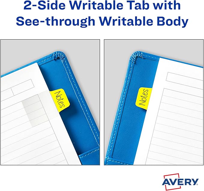 Avery Mini Ultra Tabs, 1" x 1.5", 2-Side Writable, Assorted Neon Colors, 40 Repositionable Tabs (74759)