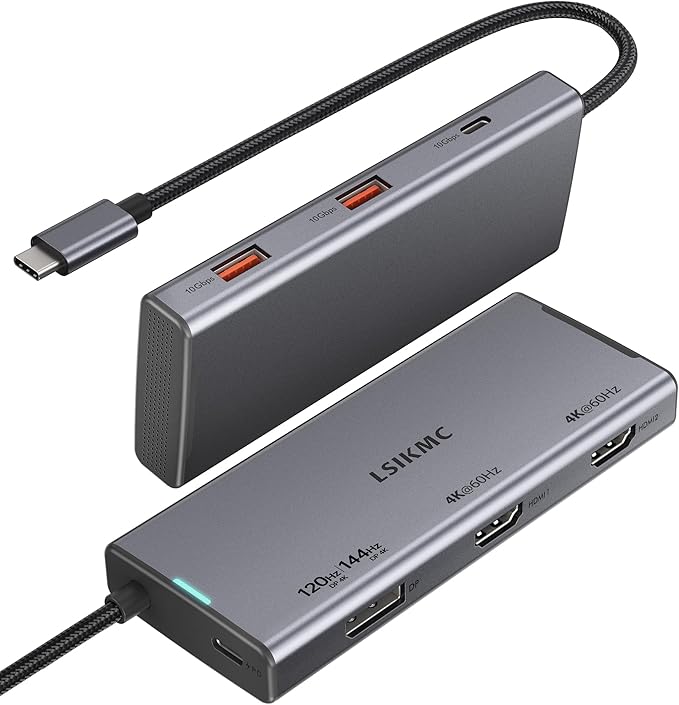 USB C Docking Station Dual Monitor 7 in 1 Laptop Docking Station Triple Monitors for DELL HP Lenovo,USBC Hub Multiport Adapter Dongle with 2HDMI 4K+8k DisplayPort+2*USB-A+1USB-C+USB-C Charging 100w