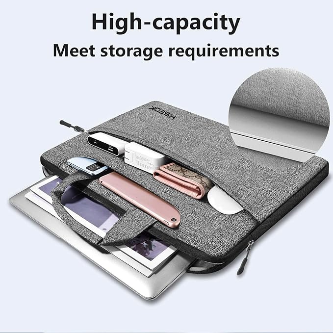 Hseok Laptop Shoulder Bag 15 15.6 16'' Briefcase, Compatible With MacBook Pro 16 inch 2025-2019 M4 M3 M2 M1, Mac 15.4", XPS 15 and Most 15-16'' Notebooks, Spill-Resistant Handbag,Dark Gray & Black