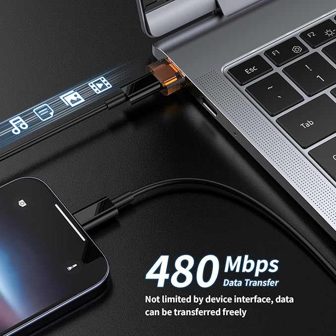 USB to USB-C Adapter 20 Packs, USBC Female to USB MalePower Charger Converter, C to A Adapter Compatible for Apple Watch Series/SE/Ultra 2 iPhone 15 Plus Pro Max AirPods Pro (Orange)