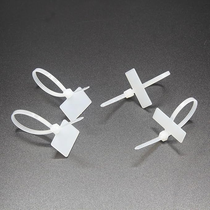 REXUS Plastic Cable Tie With Outer Label 100 Pcs Write on Tags Wire Zip Ties Cable Mark Tags 3 x 100mm Nylon Power Marking Label Binding Strap(CT_PL_LO100)