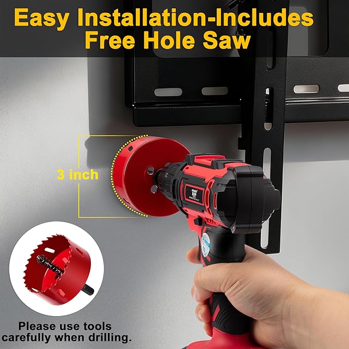 ZhiYo in-Wall Cable Management Kit for TV, Black TV Cord Hider Kit, Behind Wall Cable Management for Mounted TVs, Cord Concealer Kits with 2 Wire Pass Throughs and 1 Hole Saw Drill Attachmen