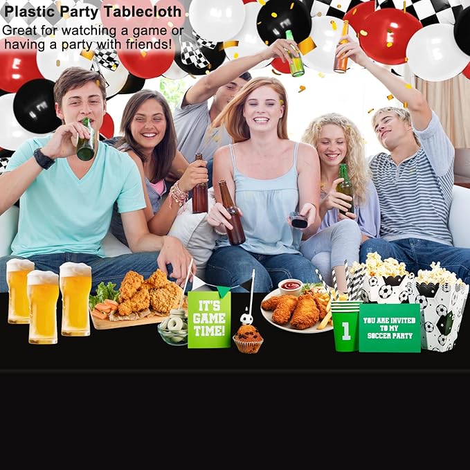 WNINK 2 Pack Black Tablecloths Disposable Table Covers 54" x 108" Table Cloths for BBQ Birthday Picnic Bridal Shower Engagement Wedding Plastic Table Cloths for Parties