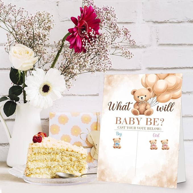Gender Reveal Decorations Bear Gender Reveal Games Gender Reveal Ideas 48 PCs Little Bear Stickers Boy or Girl Games Party Supplies for Gender Reveal Voting Use Gender Reveal Decor