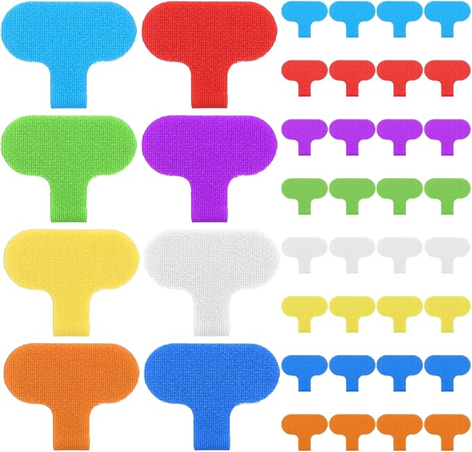 40 Pcs Cable Labels Tags Multi Color Durable Cable Labels With Writable Surface, Waterproof Wire Labels For Electronics Organization Multi-Color Write On Cord Label, 2.44" X 1.49" Cord Tags (8 Colors)