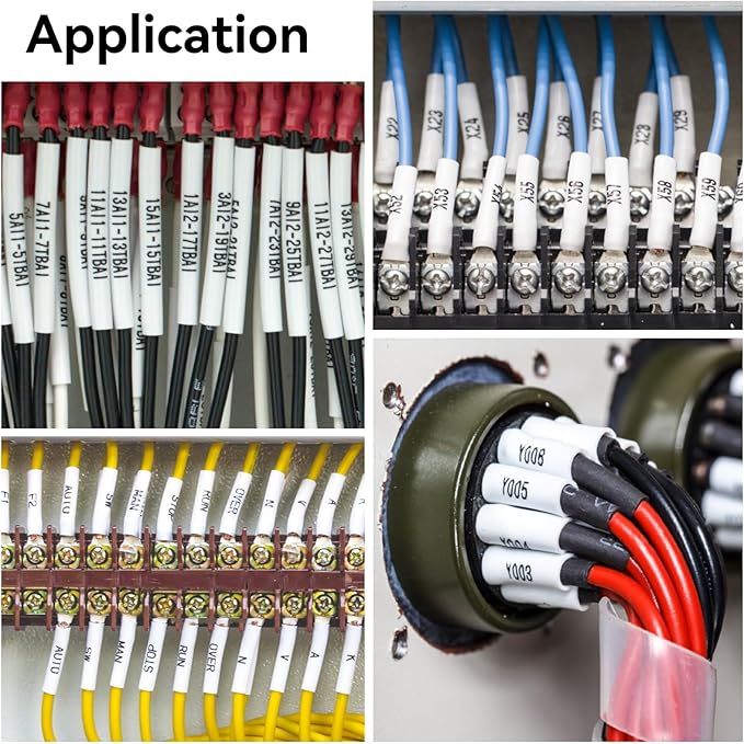 4 Pack Compatible for P-Touch Heat Shrink Tubing 8.8mm HSe-221 HSe221 HS221 HS-221 Black on White Tube Wire Cable Label Tape for Ptouch PT-E300 PT-H300 PT-E500 P710BT P700 P750WVP P900 Makers