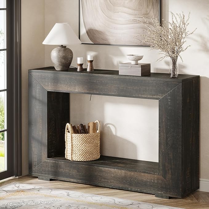 Tribesigns Farmhouse Console Table, 47 Inches Entryway Console Table with Storage, Industrial Hallway Accent Table for Living Room, Entrance
